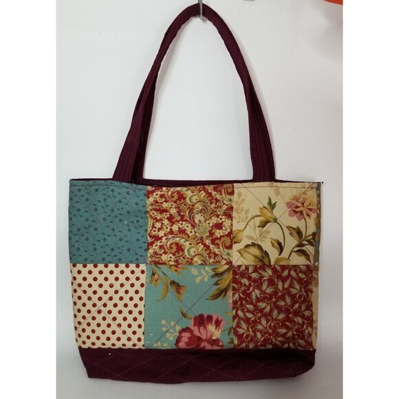 Patchwork Fabric Reversible Handbag Cloth Solid & Patchwork Options Tote - Picture 3 of 7